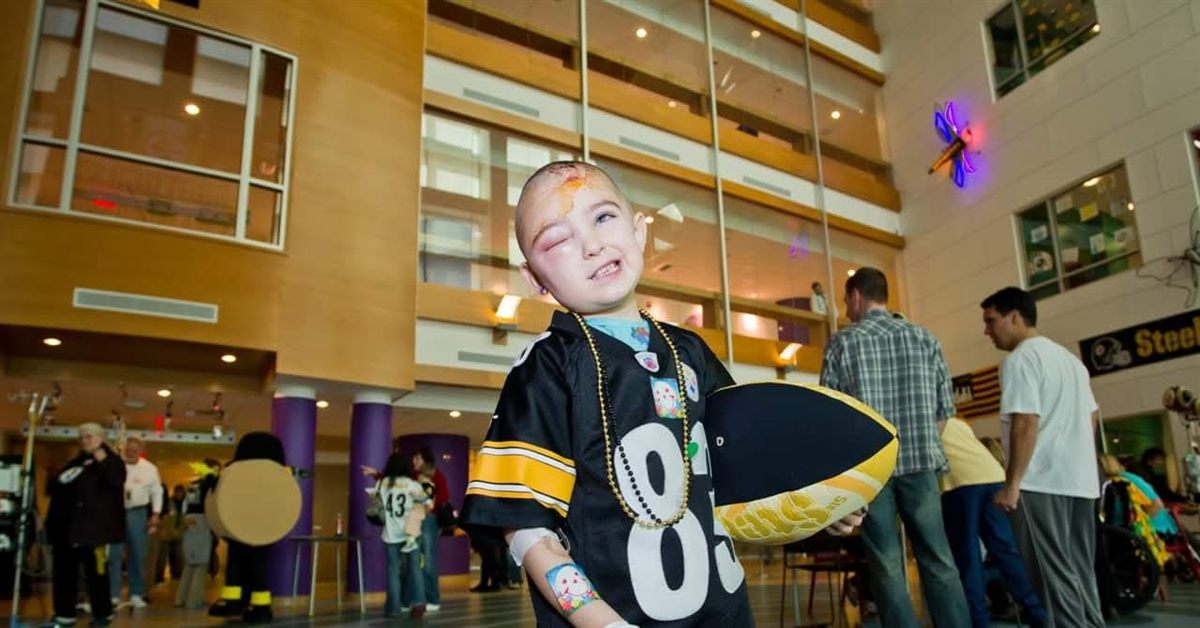 A young Steelers fan at a Make-A-Wish event